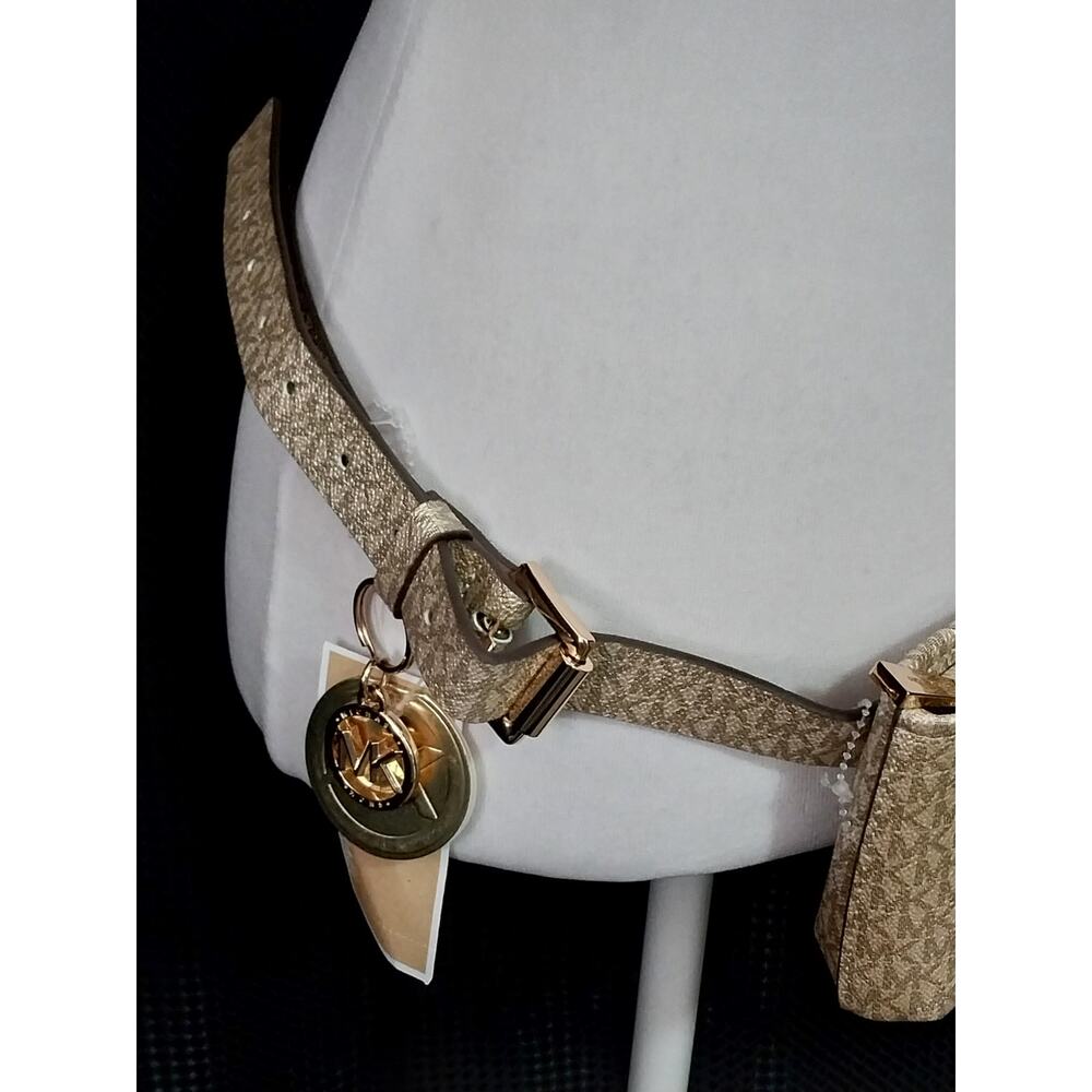 NWT@$88! MICHAEL KORS! FAB GOLD & BLACK MONOGRAM, LOGO, HIP PACK, PURSE, BAG! - Picture 3 of 10